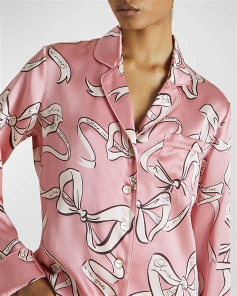 womens bow pajamas|olivia von halle bow pajamas.